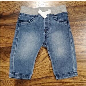 Kids unisex Garanimals pull on blue jeans size 0-3M